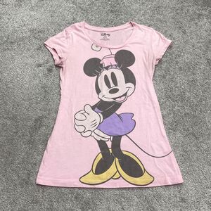 Disney Minie Mouse Graphic T-Shirt Juniors Medium Pink Round Neck Casual Tee